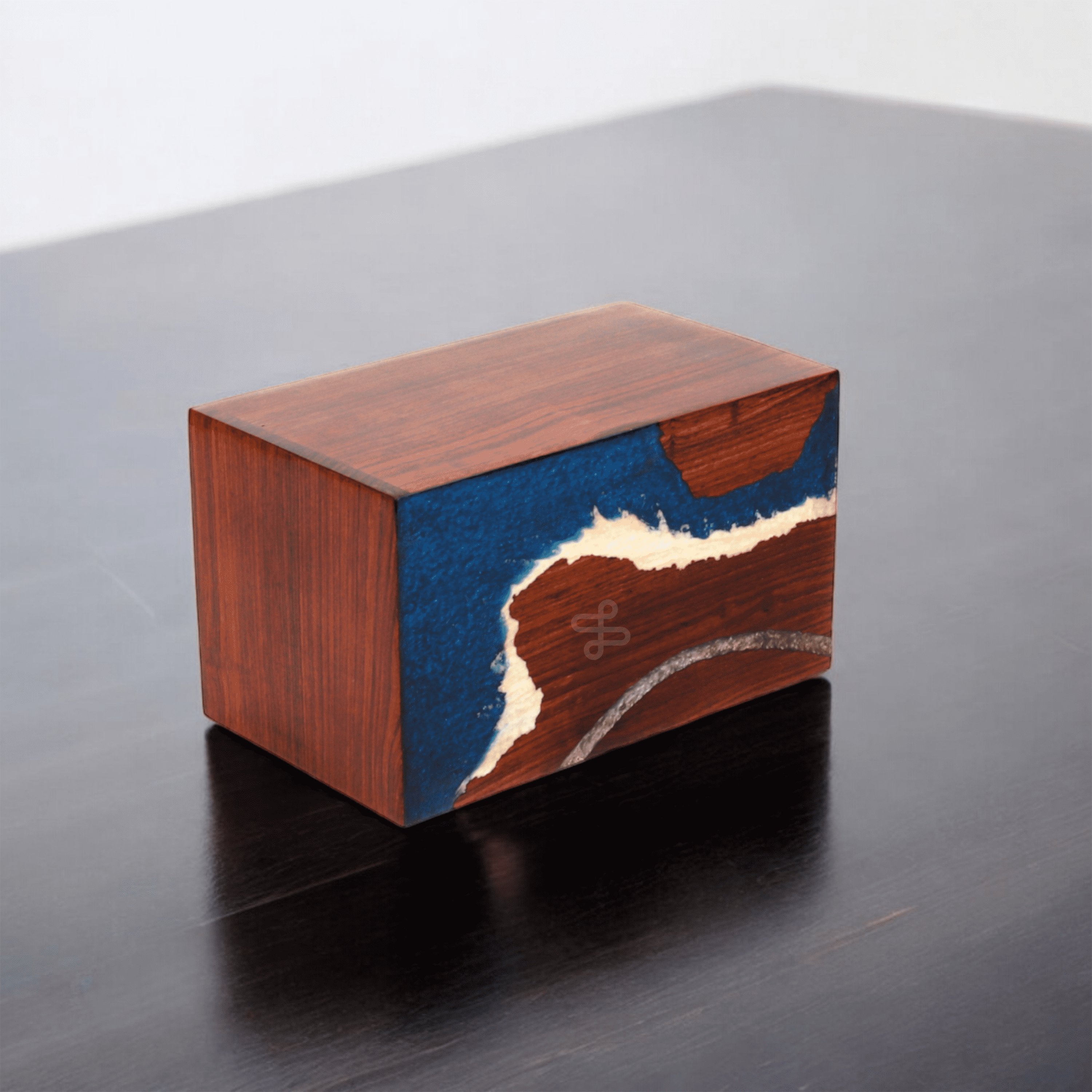 Wooden Cremation Urn for Human and Pet Ashes, Memorial Urn, Burial Urn, Keepsake Urn, Adult Urn with Epoxy Design (Keepsake)