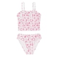 thumbnail image 3 of REDARER Girls 2 Piece Tankini Swimsuit Ditsy Floral Print, Ruched Side Top for Beach Pool,5-6 Years, 3 of 6