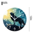 thumbnail image 2 of 12 Inch Wall Clock Battery Operated Silent Clock Decorative for Office, Kitchen, Outdoor, Living Room，Wolf Howling in The Moon Lovely Drawing, 2 of 4