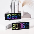 thumbnail image 3 of Colorful Digital Alarm Clock Voice Control Temperature Date Dual Alarm Snooze Table Clock Night Mode 12/24H LED Clock Watch, 3 of 8