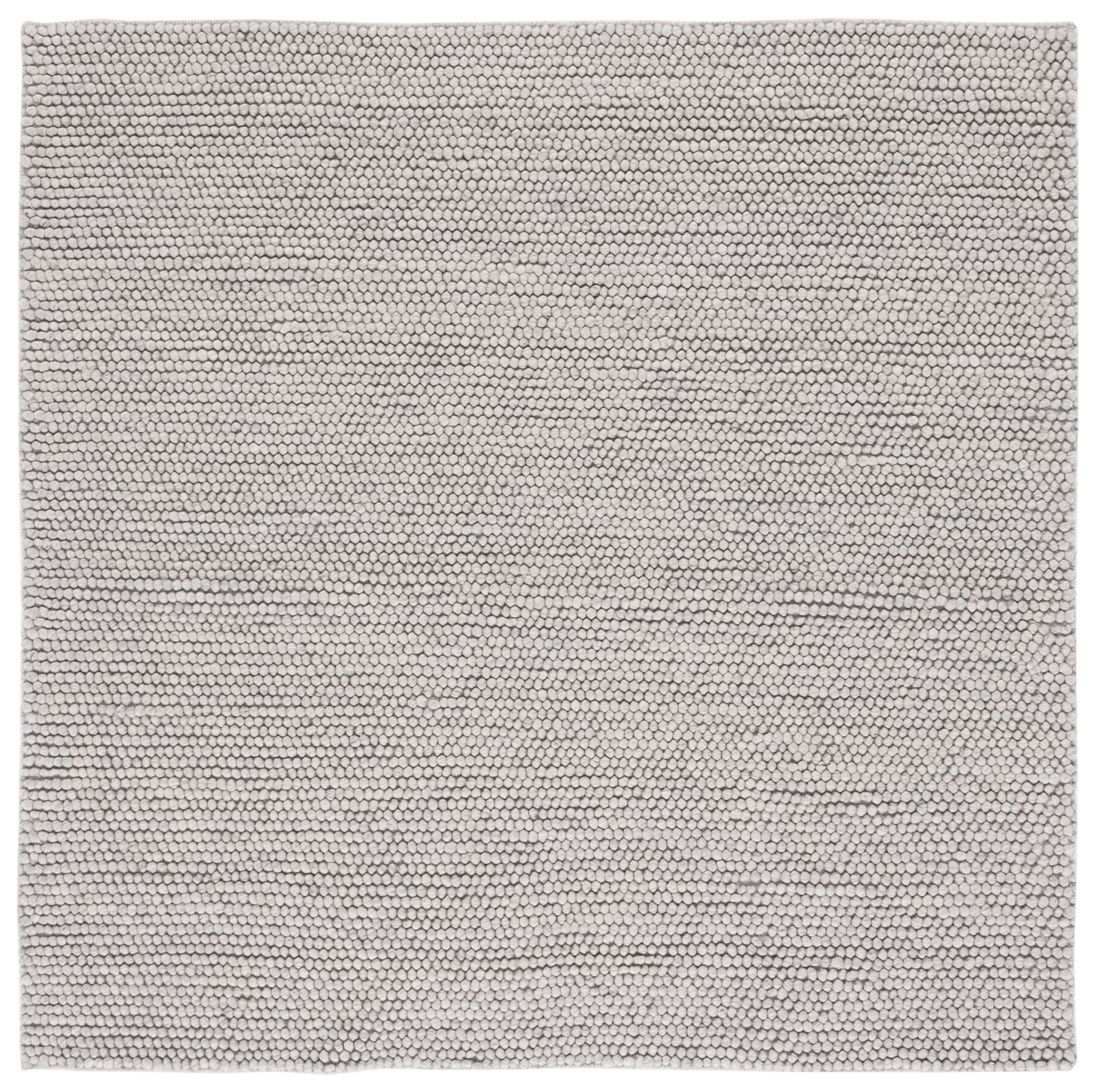 SAFAVIEH Natura Feride Geometric Area Rug, Silver, 12' x 12' Square - X-Large - Scandinavian Design, Silver, Handmade Wool Blend, Ideal for Living Room, Bedroom, Dining Space