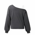 thumbnail image 5 of Girls Off The Shoulder Sweatshirt Asymmetrical Long Sleeve Cute Tops Fall Clothes for Teen Girls, 5 of 7