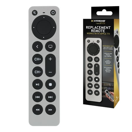 Xtreme Universal Apple TV Remote Replacement for 1st-5th Generation, Controls TV & Apple TV, Large Buttons, Ergonomic Design – Requires 2x AAA Batteries