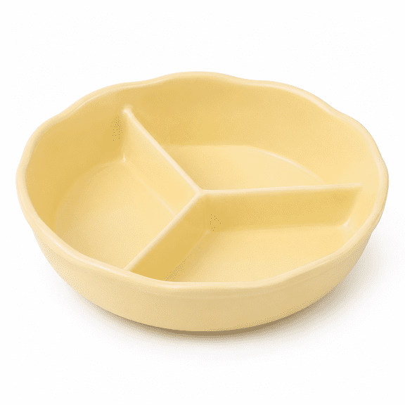Lnshop 3-Compartment Ceramic Divided Plate, Round Portion Control Dinner Plate, Reusable Sectional Serving Dish for Meals, Snacks & Salads, Microwave & Dishwasher Safe