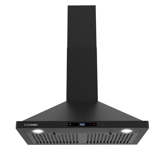 30 in. Ducted Wall Mount Range Hood in Matte Black with Touch Controls, LED Lighting and Permanent Filters