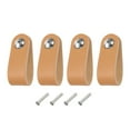 thumbnail image 1 of Uxcell 4 Packs Tiradores de Cajón de Cuero con Tornillos para Cajones, Beige/Plata, 1 of 5