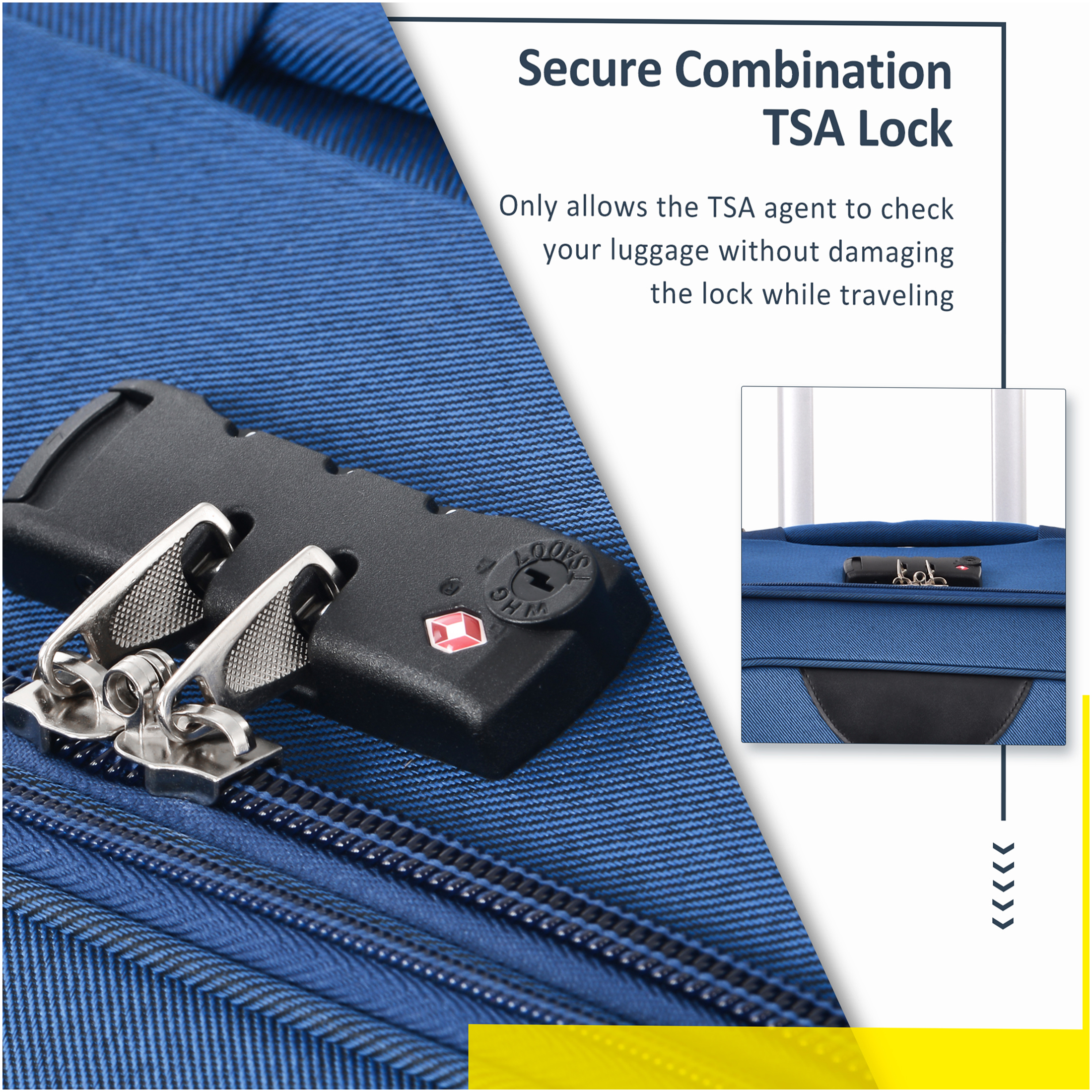 JERFIT 3-Piece Expandable Softside Spinner Luggage Set, Lightweight TSA Lock Suitcases, Blue Polyester Travel Carry-On & Check-In Bags