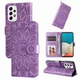 thumbnail image 1 of TECH CIRCLE Samsung Galaxy A53 5G Case,Sun Pattern Embossed PU Leather Magnetic Flip Cover Card Holders Hand Strap Wallet Purse Case for Samsung Galaxy A53 5G, Purple, 1 of 9