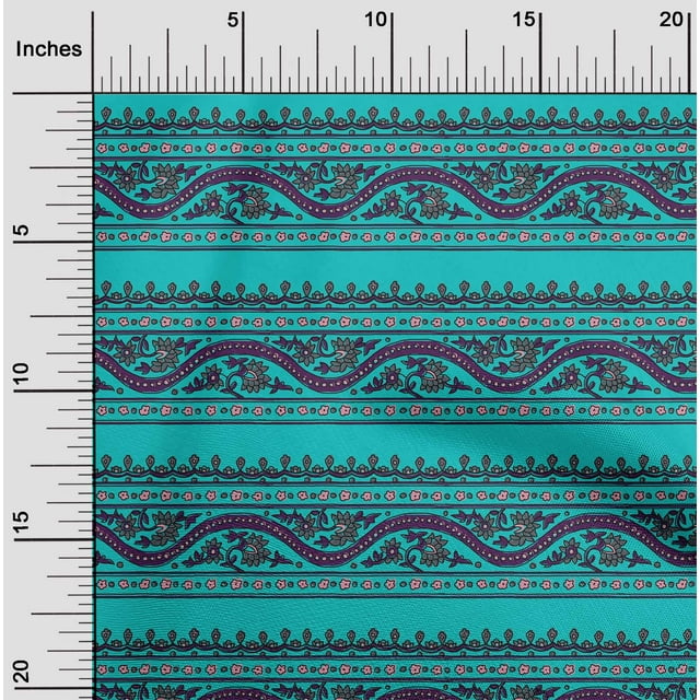 oneOone Cotton Poplin Fabric Leaves & Floral Block Decor Fabric Printed BTY 56 Inch Wide