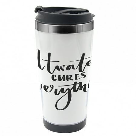 

Saying Travel Mug Saltwater Cures Everything Steel Thermal Cup 16 oz by Ambesonne