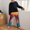 thumbnail image 5 of Wukai Neon Sunset Cyberpunk Cityscape Print Teenagers' Pajama Pant Sleep Pajama Lounge Pant PJ Bottoms with Pockets and Button Fly(Available in Big & Tall)-XS(5-6), 5 of 6