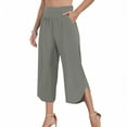 thumbnail image 2 of RQYYD Capri Pants for Women Wide Leg Casual Summer Palazzo Pants High Waisted Beach Tousers with Pockets Summer Pants for Women, 2 of 6