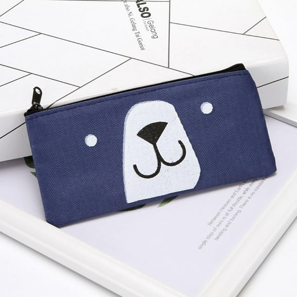 Fiudx Liquidación de ofertas flash Bolsa de lápices con patrón de dibujos animados para estudiantes, bolsa de almacenamiento de papelería de gran capacidad, bolsa de almacenamiento para examen