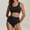 Black, variant on Women's 2 Piece Bathing Suits Solid Color Padded Cups Racerback Bras Soft Stretch Breathable Swimwear Swimsuits Bikini Set