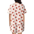 thumbnail image 3 of Kdxio Hand Drawn Strawberry Print Pajamas Sets for Women Short-Sleeved Pjs with Lounge Shorts Two Piece Sleepwear S-4XL, 3 of 9
