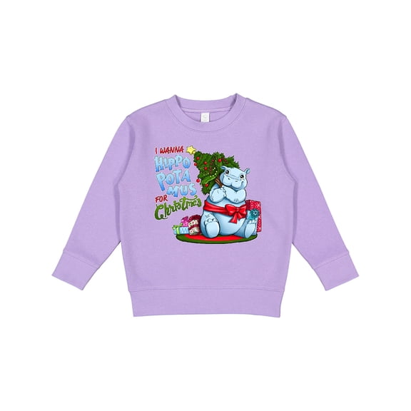 Inktastic I Wanna Hippopotamus for Christmas Cute Hippo Toddler Sweatshirt