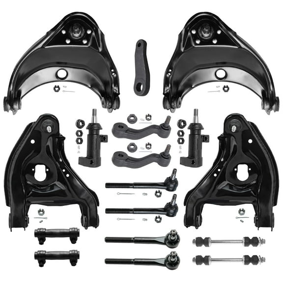 Detroit Axle - Front Upper Lower Control Arms Tie Rods Sleeves Idler Arms Idler Brackets w/Pitman Arm Sway Bars Replacement for 1996-2002 Chevy/GMC Express/Savana 1500 2500 2WD