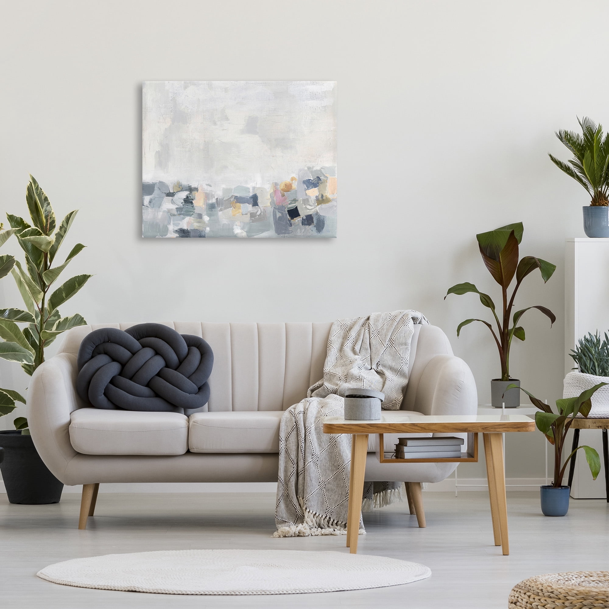 Stupell Industries Grey Modern Landscape Abstract Painting Gallery Wrapped Canvas Art Print Wall Art, 40 x 30