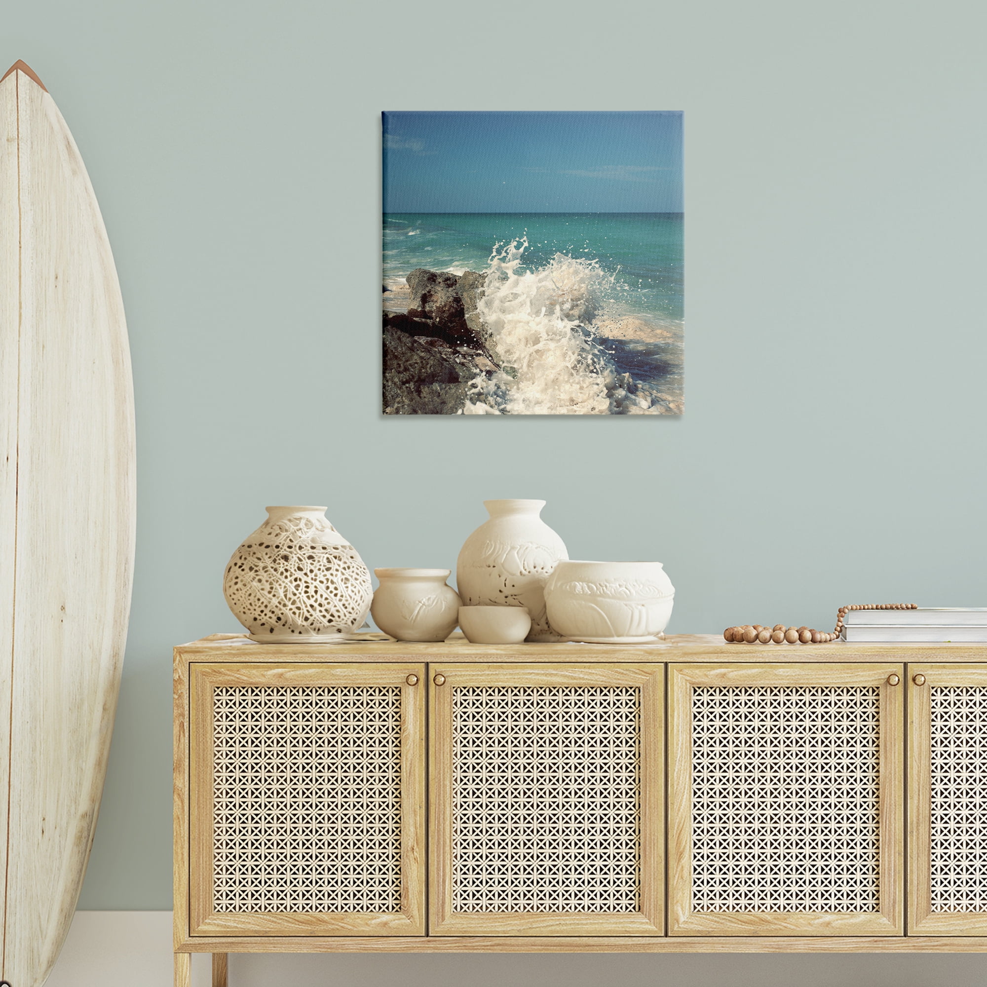 Stupell Industries Splashing Beach Spray Coastal Photography Gallery Wrapped Canvas Art Print Wall Art, 30 x 30