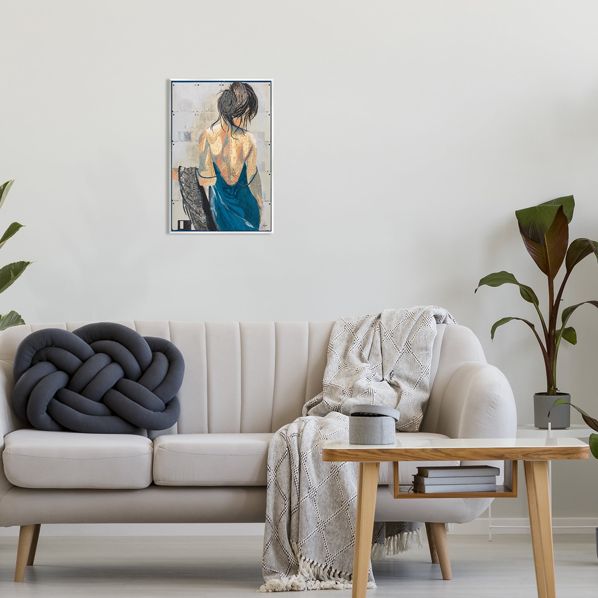 Stupell Industries Girl with Music Notes Collage Abstract Painting Unframed Art Print Wall Art, 13 x 19