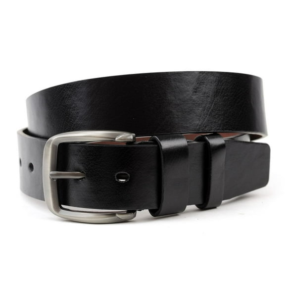 NYFASHION101 Exclusive Genuine Leather Belt w/Brushed Chrome Buckle Unique-Bk-XL