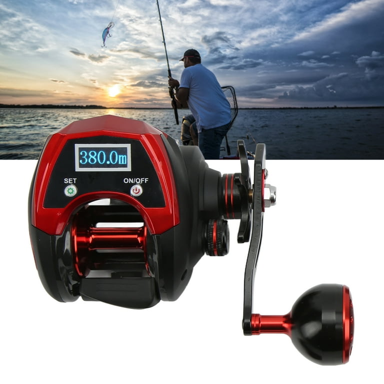Electric Counting Fishing Reel, Drag 18KG 6.4:1 Baitcasting Reel Accurate  Large Capacity With Storage Bag For Night Fishing Right Hand 