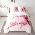 thumbnail image 2 of jejeloiu Abstract Cherry Floral 7-Piece Twin Bedding Sets,Pink Splashing Ink Bedding Comforter Set,Modern Aesthetic Art Sheet Sets For Teens,Microfiber Bedroom Decor Reversible, 2 of 8