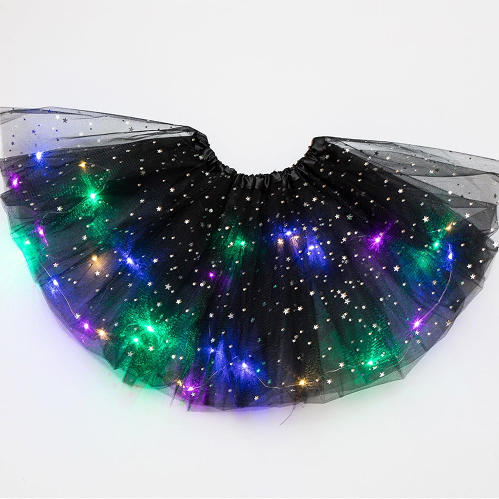 1PCS Kids Girls Baby Sequin Tutu Skirt LED Light Up Pettiskirt Ballet Clothes Ballet Bubble Skirt