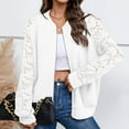 thumbnail image 6 of miqiqism Women's Sheer Floral Lace Cardigans Juniors Long Sleeves Jackets Trendy Round Neck Full Zip Up Baseball Coat 2024 Fall Lightweight Outwear Cardigan,White,Small, 6 of 6