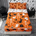 thumbnail image 3 of Erosebridal Halloween Ghost Zipper Twin Comforter Sets with Fitted Sheet and 2 Pillowcases,Gothic Skeleton Zipper Bedding Set,Orange,Reversible, 3 of 7