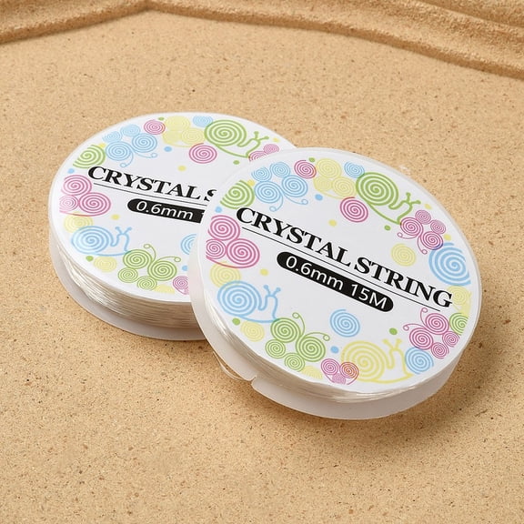 2 roll Round Elastic Thread Stretchy String Bead Cord for Beaded Jewelry Making Clear 0.6mm 16.40 Yards(15m)/Roll