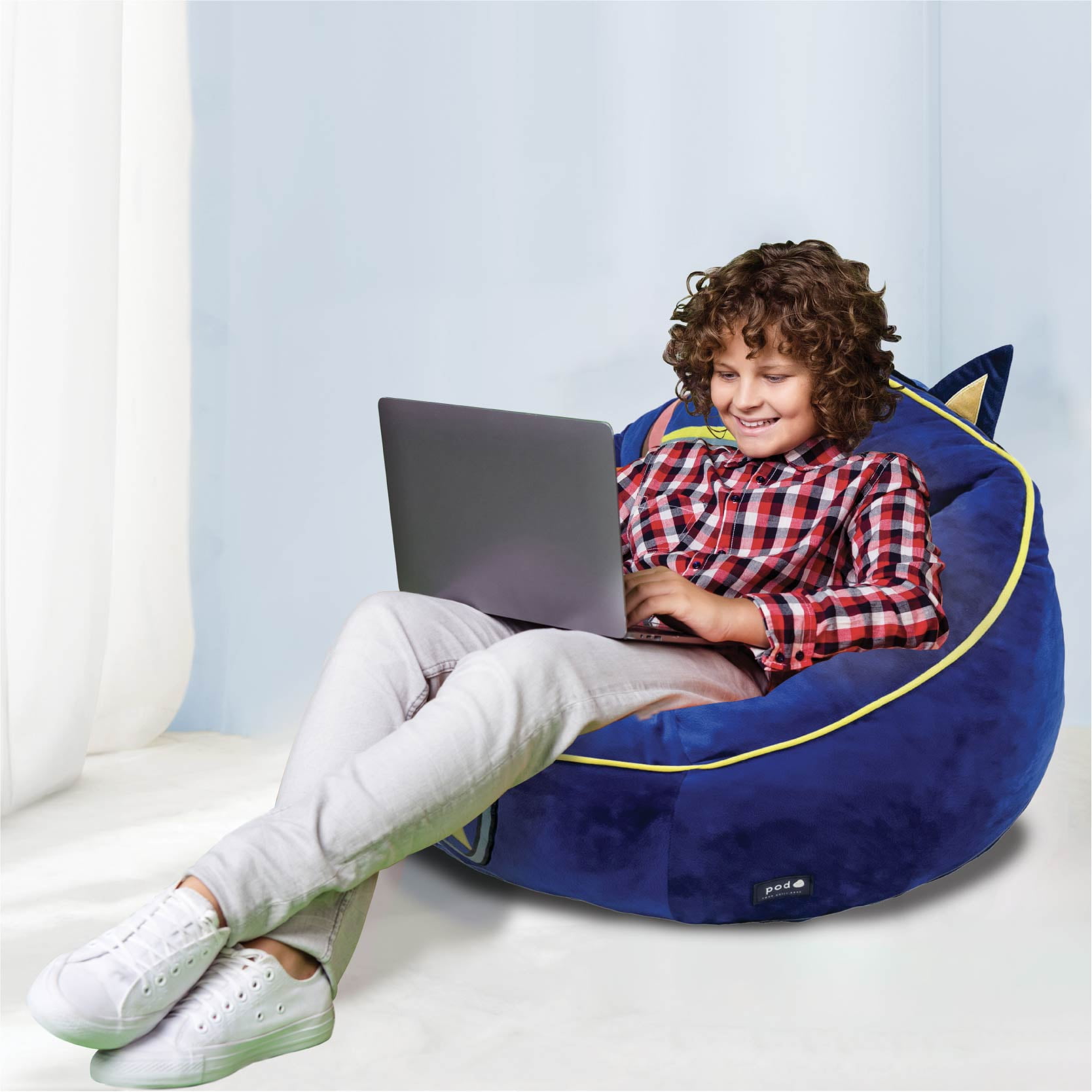 Sonic Kids' Compressed Foam Bean Bag Chair, Blue