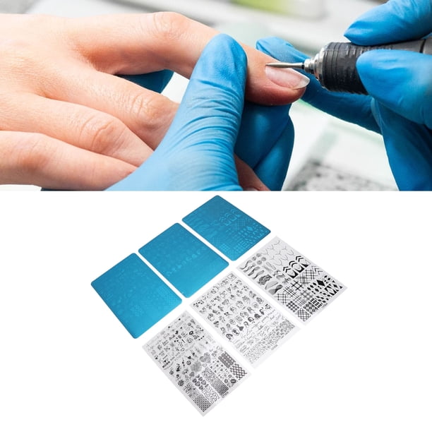Plantillas Para Uñas, Diferentes Patrones, Placa De Estampado Para Decoración De Uñas Con Película Protectora Azul Para Esmalte De Uñas