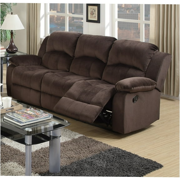 JERFIT 3-Seater Reclining Sofa with Metal Mechanism, Motion Recliners, Plush Suede Upholstery in Chocolate Brown for Living Room