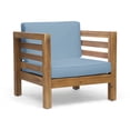 thumbnail image 6 of Tcbosik Outdoor Patio Club Chair with Cushion, Armchair with Wood Frame, Modern Lounge Chair, Leisure Chair for Porch, Garden, Backyard, Easy Assembly, Pecan+Blue, 6 of 11