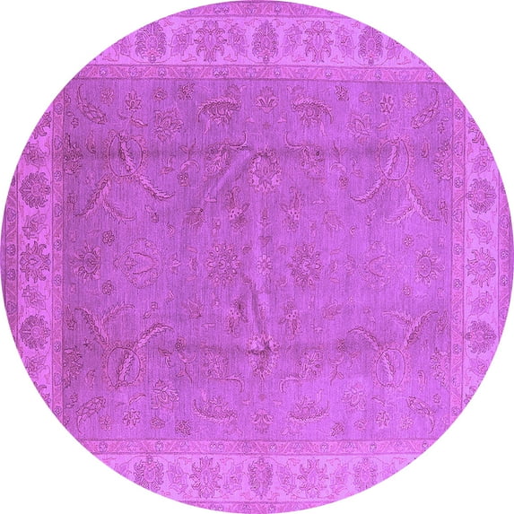 Ahgly Company Indoor Round Oriental Purple Industrial Area Rugs, 7' Round