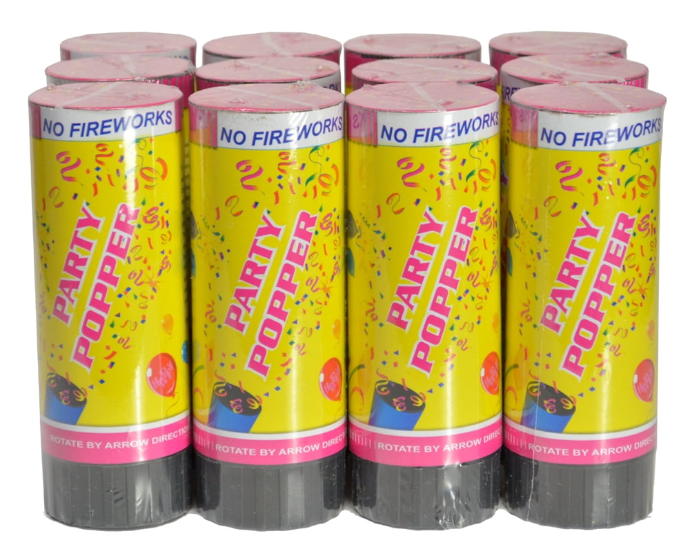 PARTY CONFETTI POPPER SPRING LOADED 4" INCH (12 PACK)