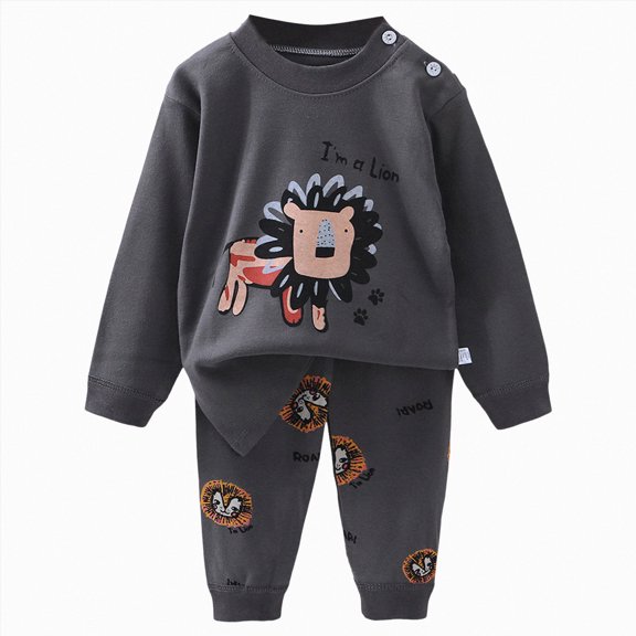 Toddler Baby Girl Boy Clothing Sets Little Dinosaur Printed Long Sleeve Tops And Pants Kids 2pcs Outfits 6-12 Months 12-24 Months 2T 3T 4T 5T 6T 7T Gift Set 3-6 Months