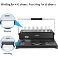 thumbnail image 2 of TIANSE Binding Machines, 21-Holes, 450 Sheets, Comb Bind Machine Book Maker with 100 PCS 3/8'' Comb Binder Spines Starter Kit, Comb Binding Machine for Letter Size, A4, A5 or Smaller Sizes, 2 of 7