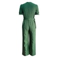 thumbnail image 3 of Aayomet Petite Jumpsuits for Women Women Fashion Slim V Neck Collection Waist Wave Dot Green Jumpsuit,Green S, 3 of 5