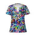 thumbnail image 2 of Fuzoiu Colorful Tie Dye Stained Glass 2 Print Women's V-Neck T-Shirt,Women's Short Sleeve Top, Comfortable for Work, Leisure, and Sports, 2 of 7