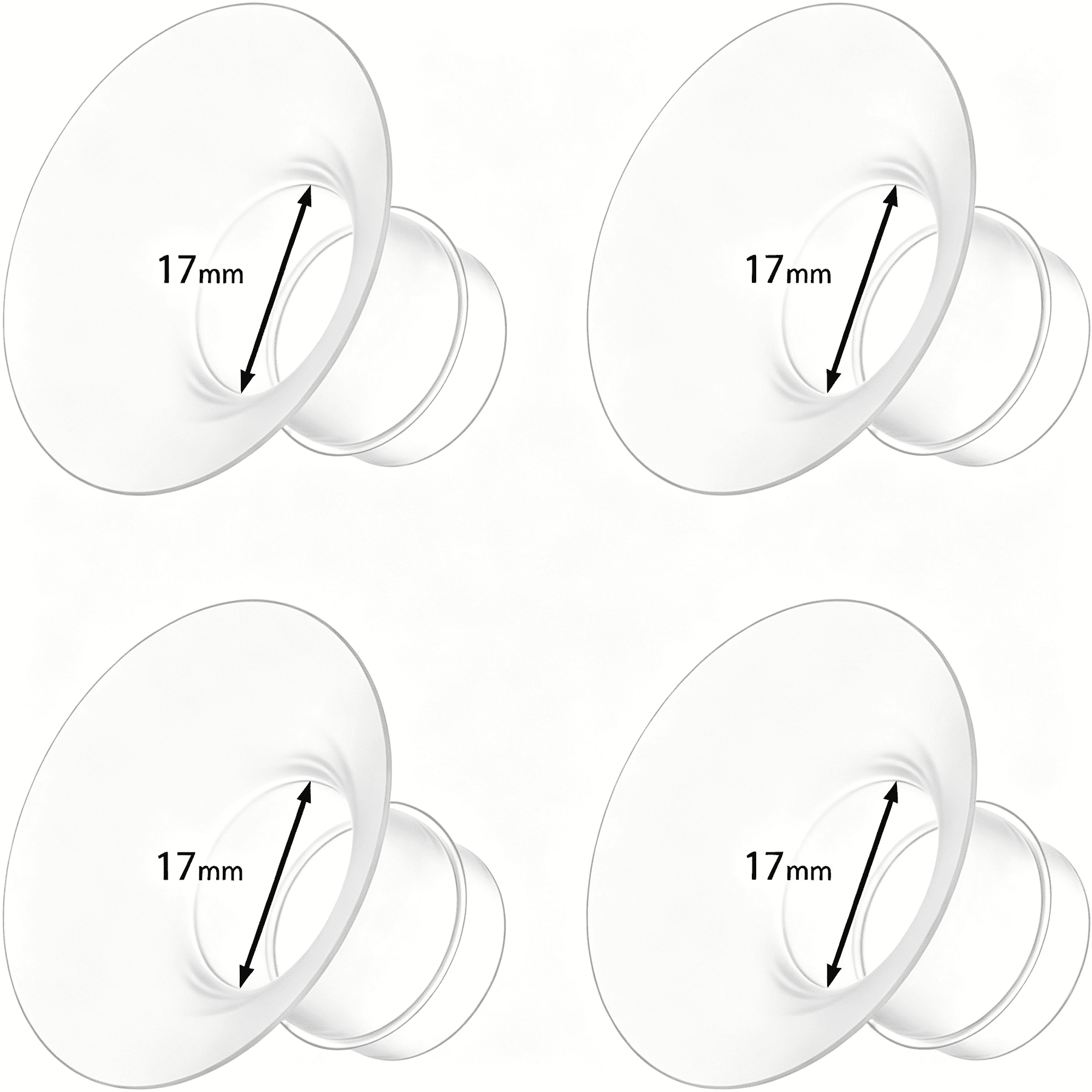 XIRQI 4PC Flange Insert 17mm Compatible with 24mm Flange/Shield Pump, Pumping Essentials Flange Insert Kits 12-22mm Size Options