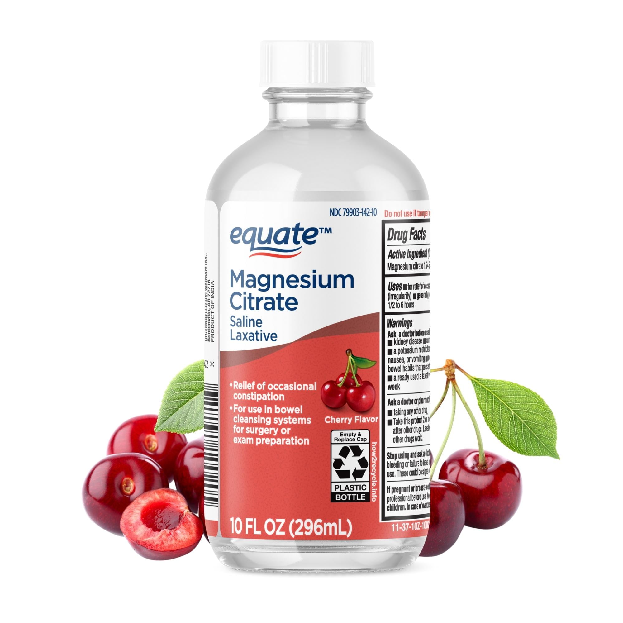 Equate Magnesium Citrate Saline Laxative Liquid Supplement, Cherry