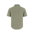 thumbnail image 3 of Mens Linen Short Sleeve Shirt Casual Button Down Top Breathable Summer Loose Fit Tunic Tee for Beach Vacation Travel Out Army Green 3XL, 3 of 4