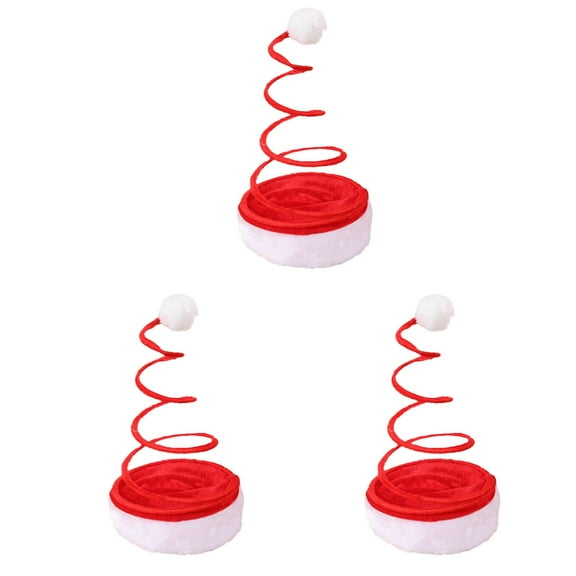 BERTDOMD 3pcs Christmas Santa Hats Decorative Spiral Spring Funny Xmas Headdress Party Hats Favors Photo Props