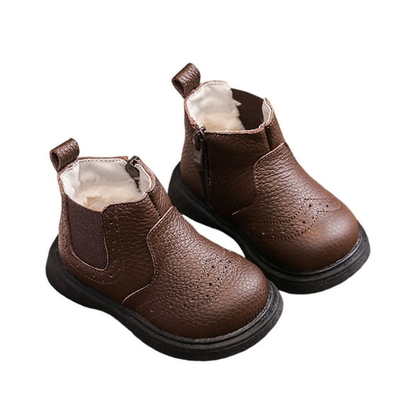Brown Toddler Thick Boots With Plush Velvet And Soft Sole For Winter Adventures