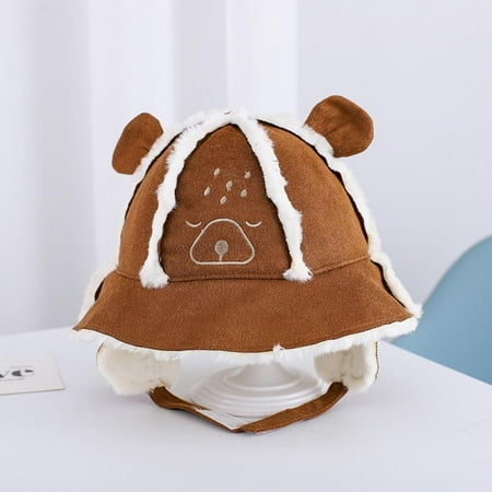 

Boys Girls Cute Bear Plush Hat Lovely Casual Hat Thickened Warm Soft Breathable Windproof Ear Protection Hat