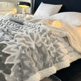 thumbnail image 5 of Uutvery Embossed Taffeta Blanket, Thickened Lamb Fleece Cover for Winter, Soft Office Nap Throw Blanket for Sofa and Bed, 59.06x78.74 Inches, 5 of 6
