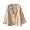 thumbnail image 4 of Kadlawus Women Fall Long Sleeve Loose Cardigan Open Front Casual Knit Shawl Wrap Cozy Soft Flowy for Daily Office Weekend Travel, Beige M, 4 of 9
