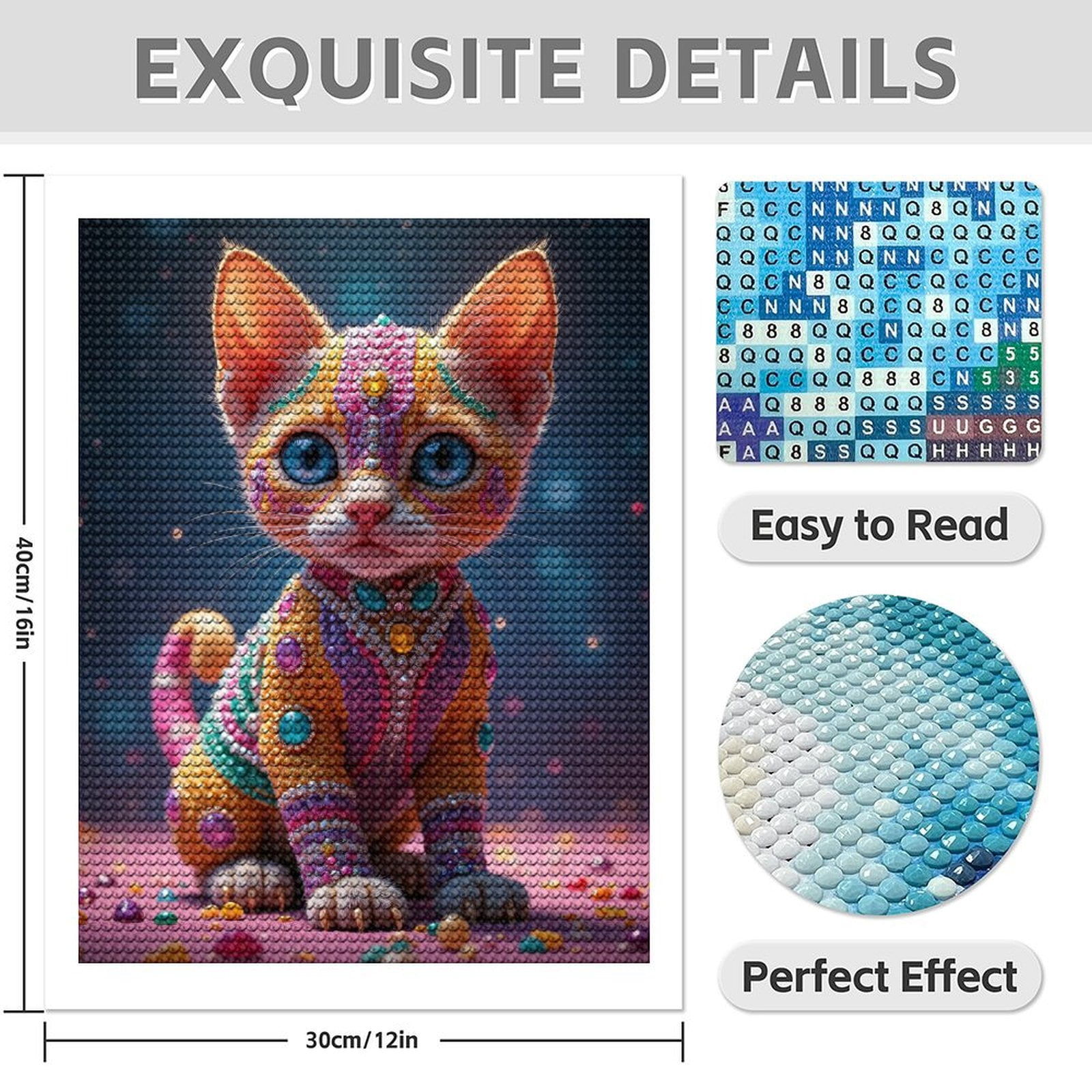 Diamond Art Kits for Adults - 5d Colorful Gem Adorned Feline Decor Diamond Painting for Adults, Diamond Art for Adults Beginners, Diamond Painting Kits for Adults for Home Wall Decor